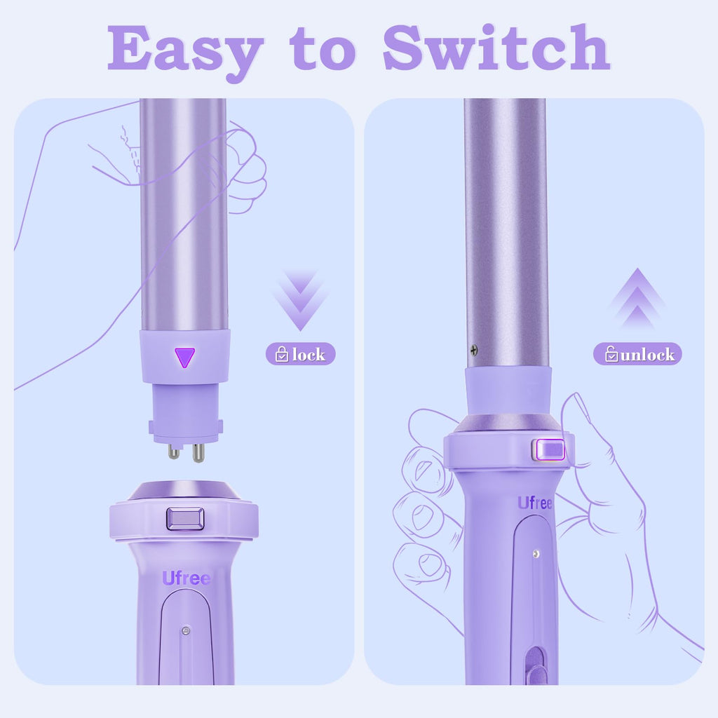 5 in 1 Curling Wand Set with Flat Iron, 0.35"-1.25" Ceramic Barrels