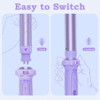 5 in 1 Curling Wand Set with Flat Iron, 0.35"-1.25" Ceramic Barrels