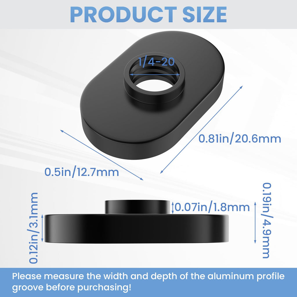 Aifeier ET 20Pcs 1/4"-20 Threaded Centered Slide in T Slot Nuts