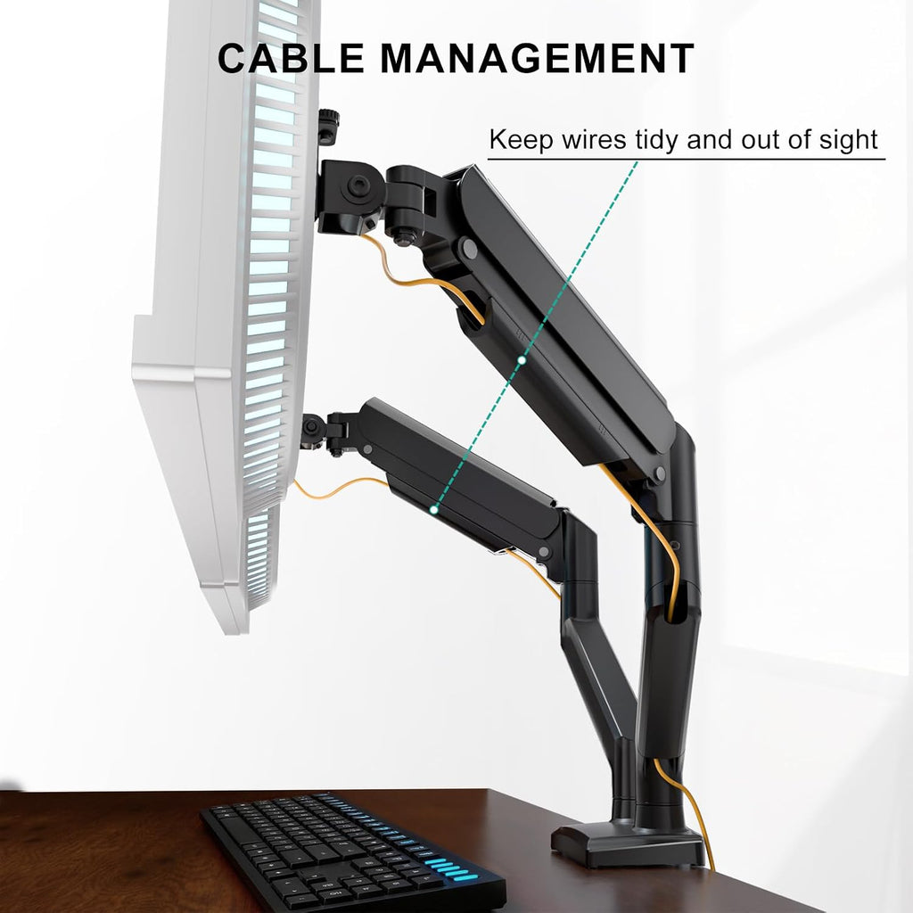 Dual Monitor Stand for 13-32 inch Computer Screens, Dual Monitor Arms for 2 Monitors Holds up to 22 lbs, Height