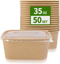 35 oz Paper Meal Prep Containers with Lids 50 Pack Hot and Cold Use