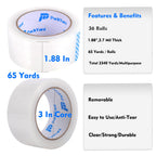 Heavy Duty Packing Tape, 1.88" x65 Yds, 36 Rolls,2.7 Mils