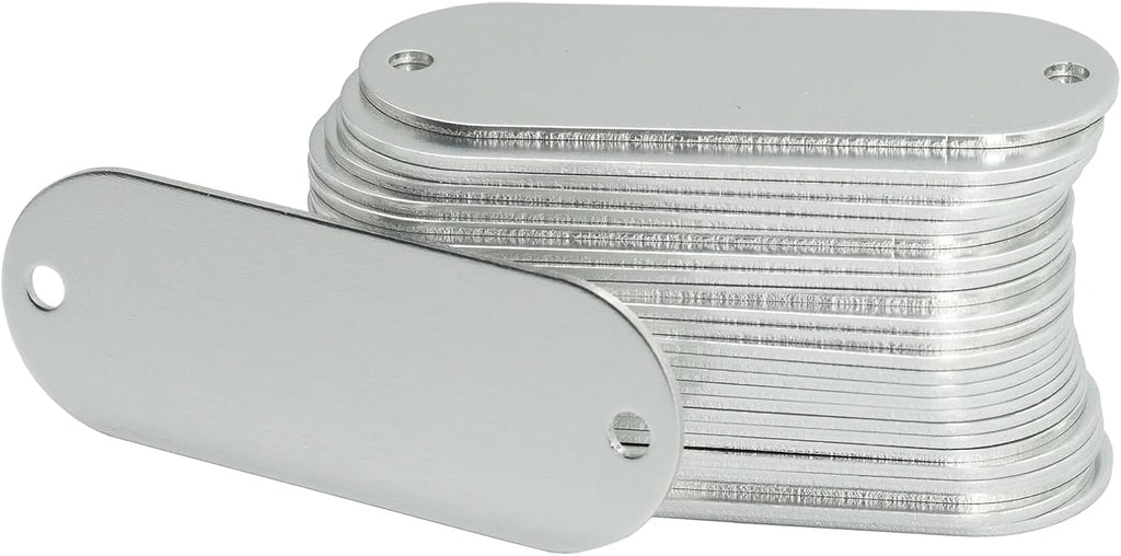 Aluminum Engraving Blanks Tags Stamping Blanks Tags with 2 Holes 25 Pack (Silver)