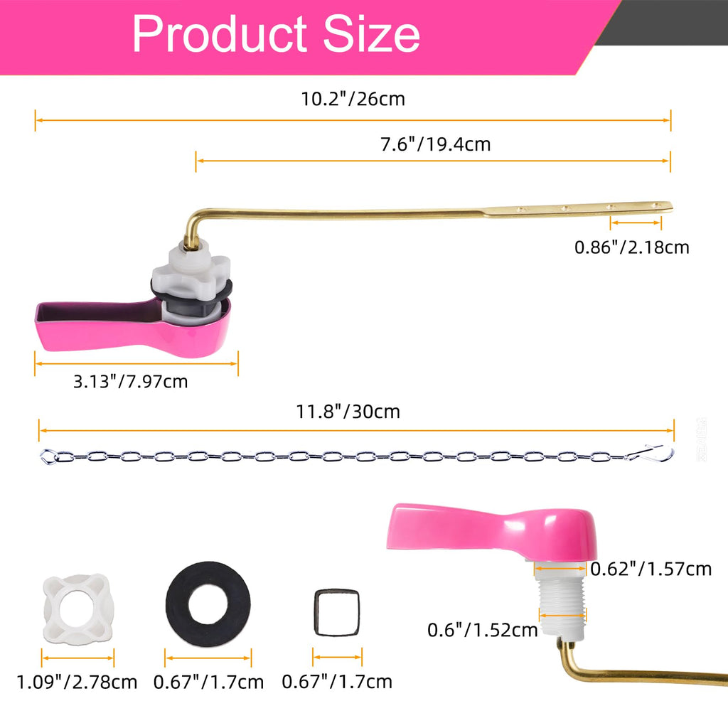 Hibbent Universal Metal Front Mount Toilet Handle Replacement Kit, Pink