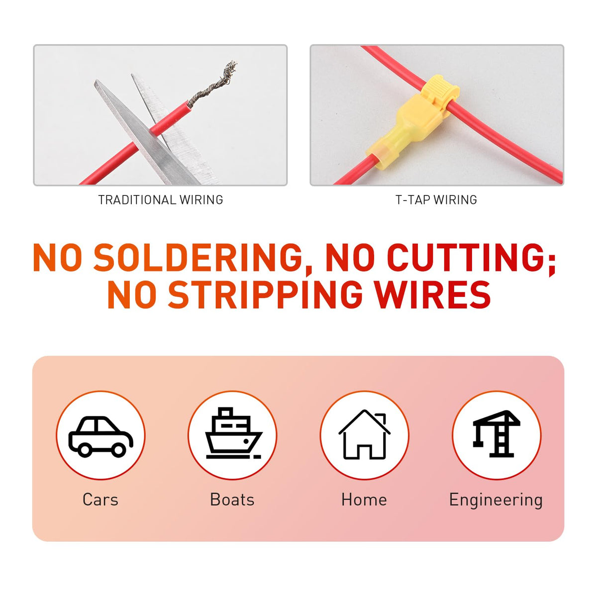 Nilight 120PCS/60Pairs Yellow T-Tap Quick Splice Disconnect Wire Terminal