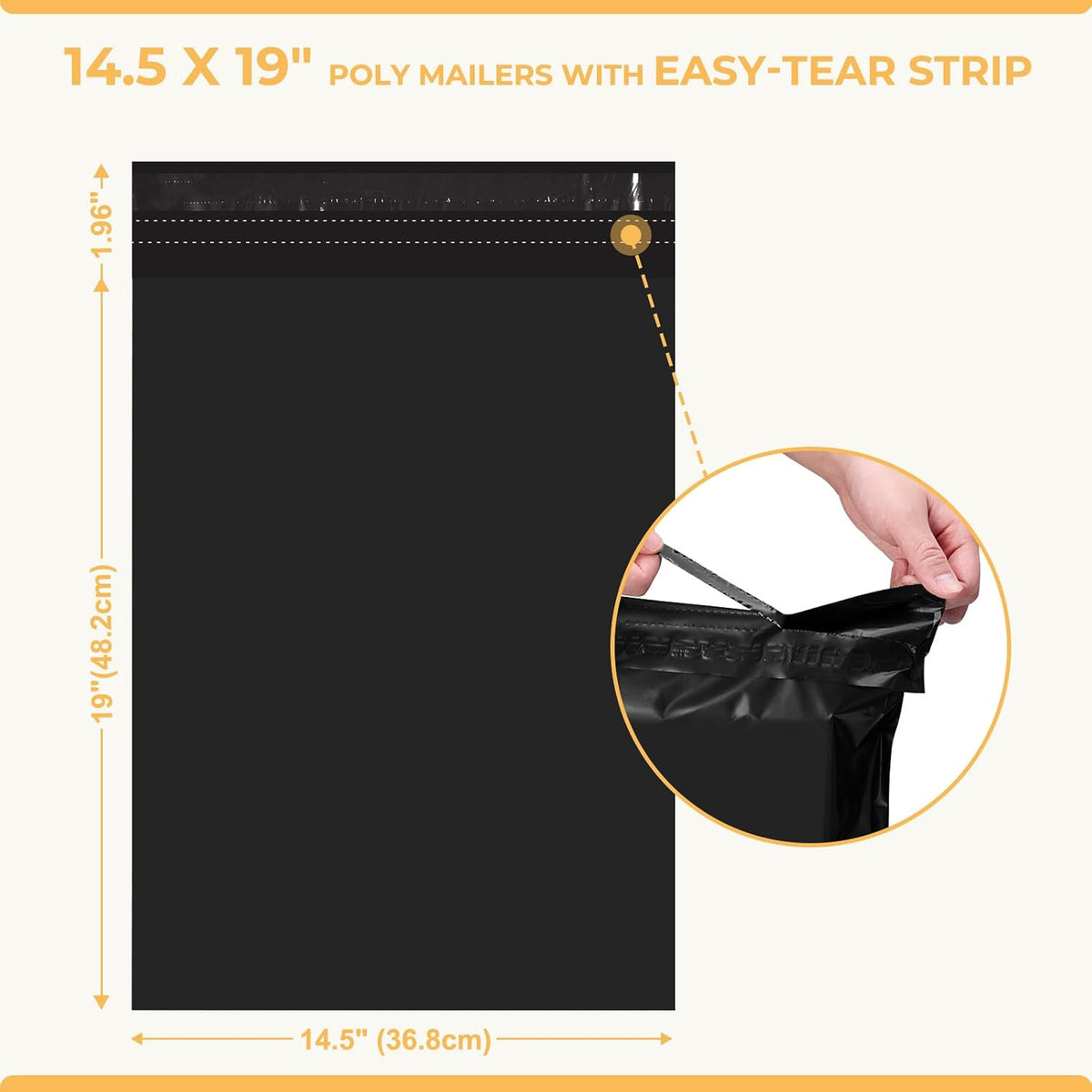 Poly Mailers 14.5x19 50Pcs Black Large Shipping Bags for Clothes