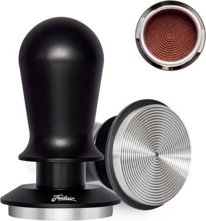 53mm Espresso Tamper, Spring Loaded Self Leveling Coffee Tamper | Audible click signals perfect 30lb pressure;