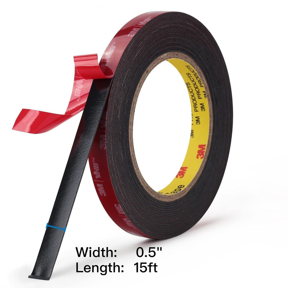 3M 5925 Mounting Tape, 2 Pack 0.5 in Black Foam Adhesive