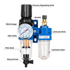 NANPU 1/4" NPT Air Filter Regulator Lubricator Combo, Manual Drain