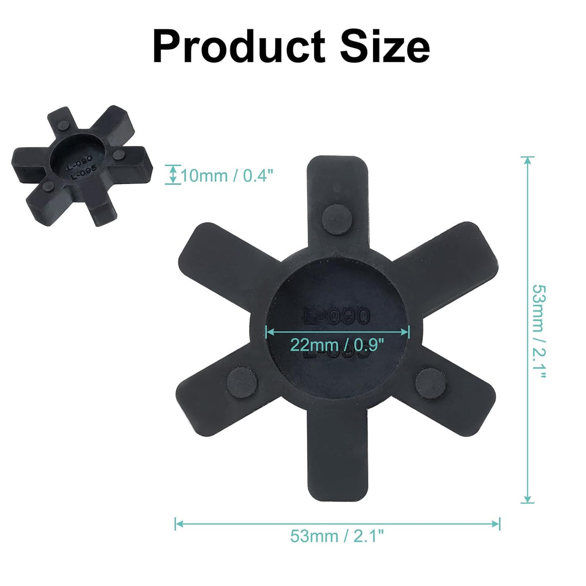 uxcell 4pcs L090/L095 Jaw Coupling Insert, Flexible Solid Type NBR Rubber Jaw Coupling Center Inserts for L Jaw Coupling L-Jaw Coupler Set, Black