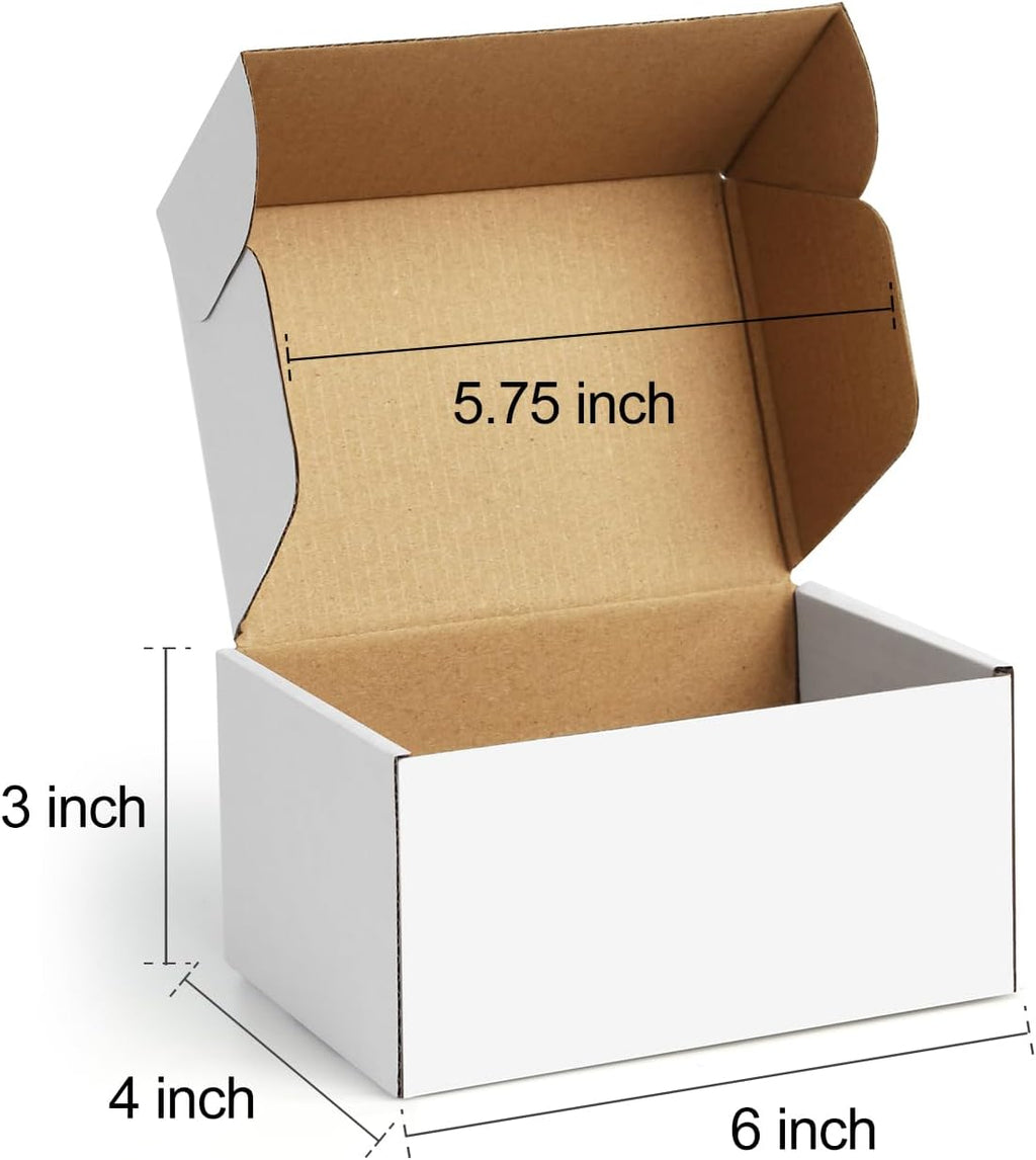 Shipping Boxes 6x4x3 inches Small Mailing Boxes 50 Pack White Cardboard Corrugated Box Mailers