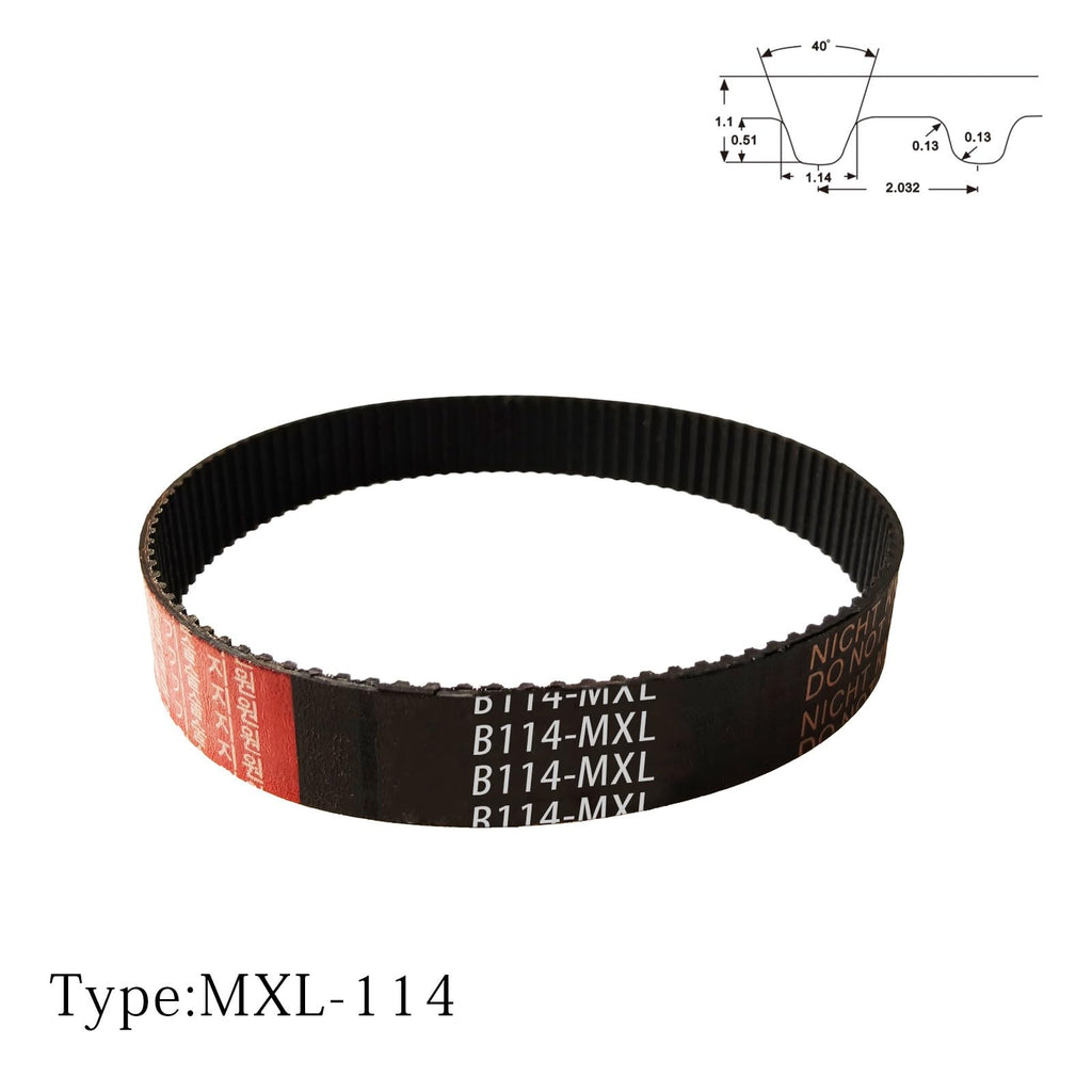HUANLING B114-MXL-025 Timing Belt, 9.12" Length x 0.25" Width, 0.08" Pitch, 114 Teeth, Industrial Drive Belt