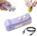 Mini Bag Sealer, 2 in 1 Rechargeable Heat Sealer and Cutter(Purple)