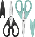 2 Pack All Purpose Kitchen Shears Heavy Duty - Stainless Steel Kitchen Scissors With Protective Sheath, Soft