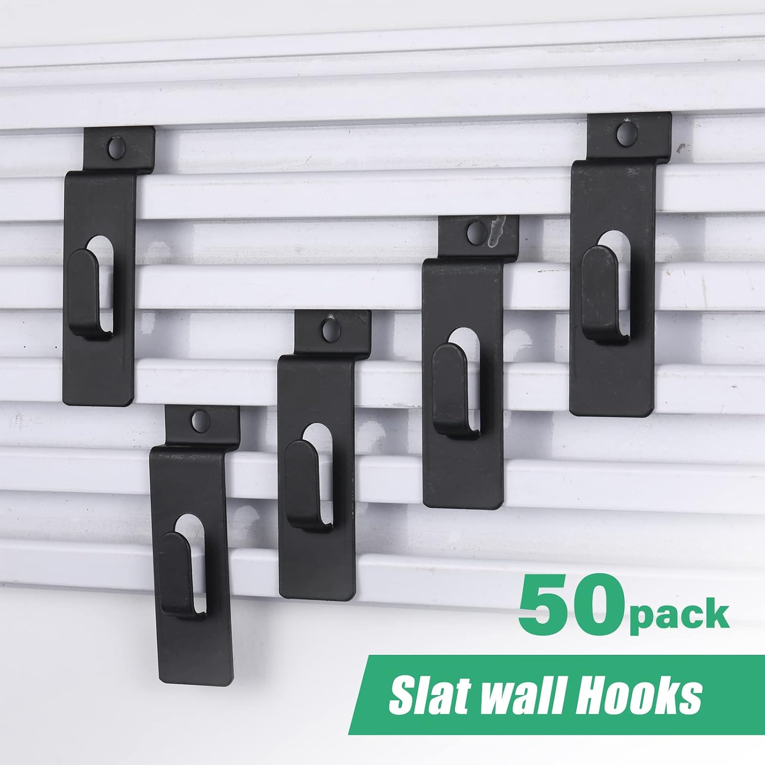 50 Packs Slatwall Hooks, Picture Hanger Utility Notch Black | Retail Display, Slatwall Panel, Pegboard, Slat Grid