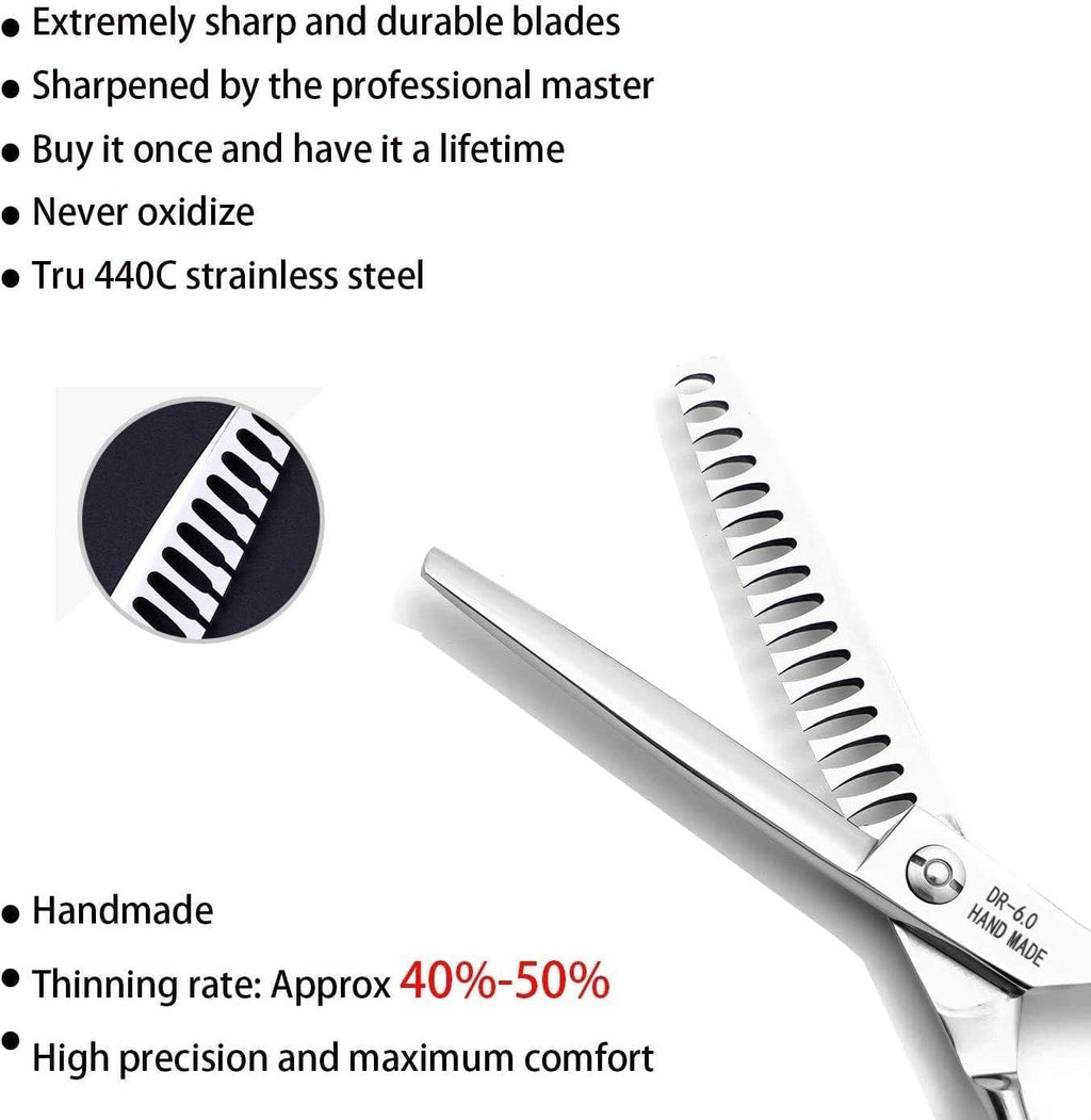 Hair Chunker Scissors - 6" Hair Texturizing Shears 440C Steel | Hair Thinning Shears, Premium Joint Screws, Mirror