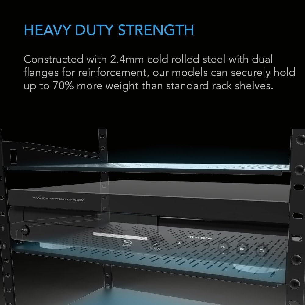 AC Infinity Vented Rack Shelf 1U, 14" Deep for 19" Server, AV Racks