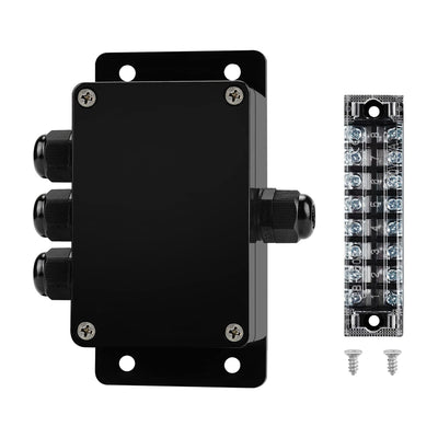 JINDOUZI ABS IP67 Waterproof Dustproof Electrical Junction Box, with 15A 600V Barrier Terminal Cable Connector, 1 in/3 Out Power Junction Box（3.93 * 2.67 * 1.96in）