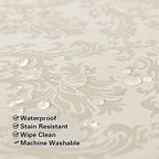 Jacquard Tablecloth Rectangle 60 x 102 Inch Beige Spill Proof