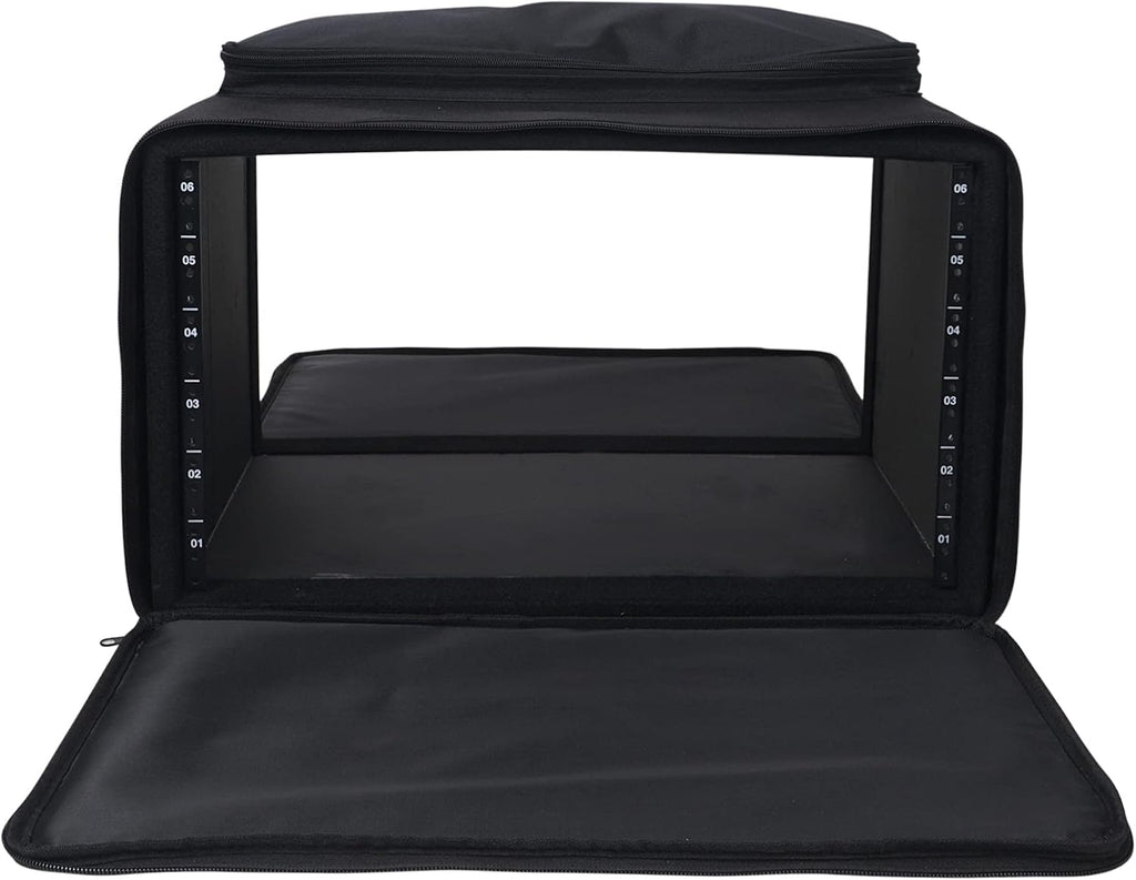 Portable 6U Rack Bag, Soft Rack Case with 14" Rackable Depth, Plywood Rack Frame, Shoulder Strap, Accessory Pocket