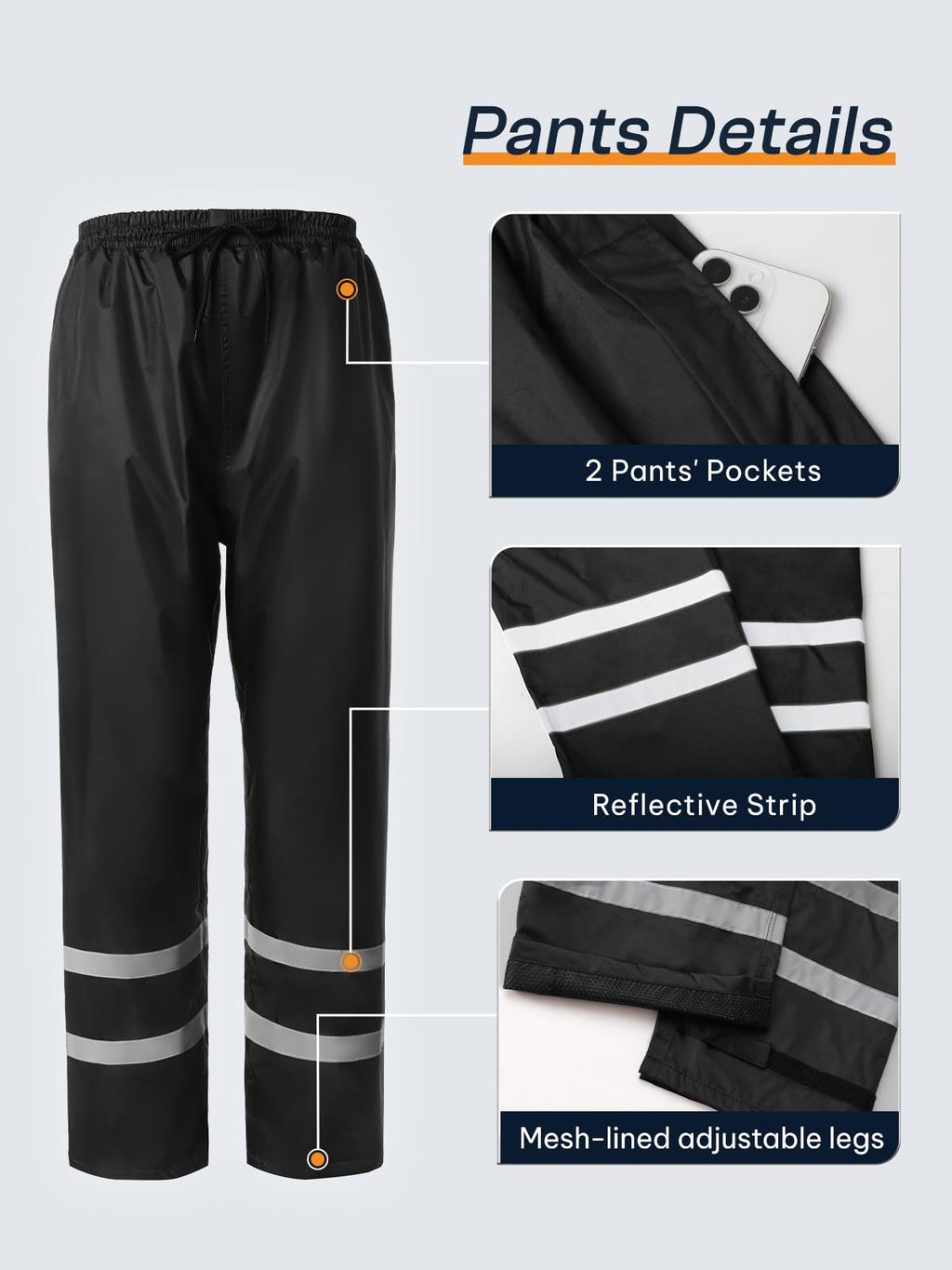 Men's High Visibility Reflective Work Rain Suit Orange XL