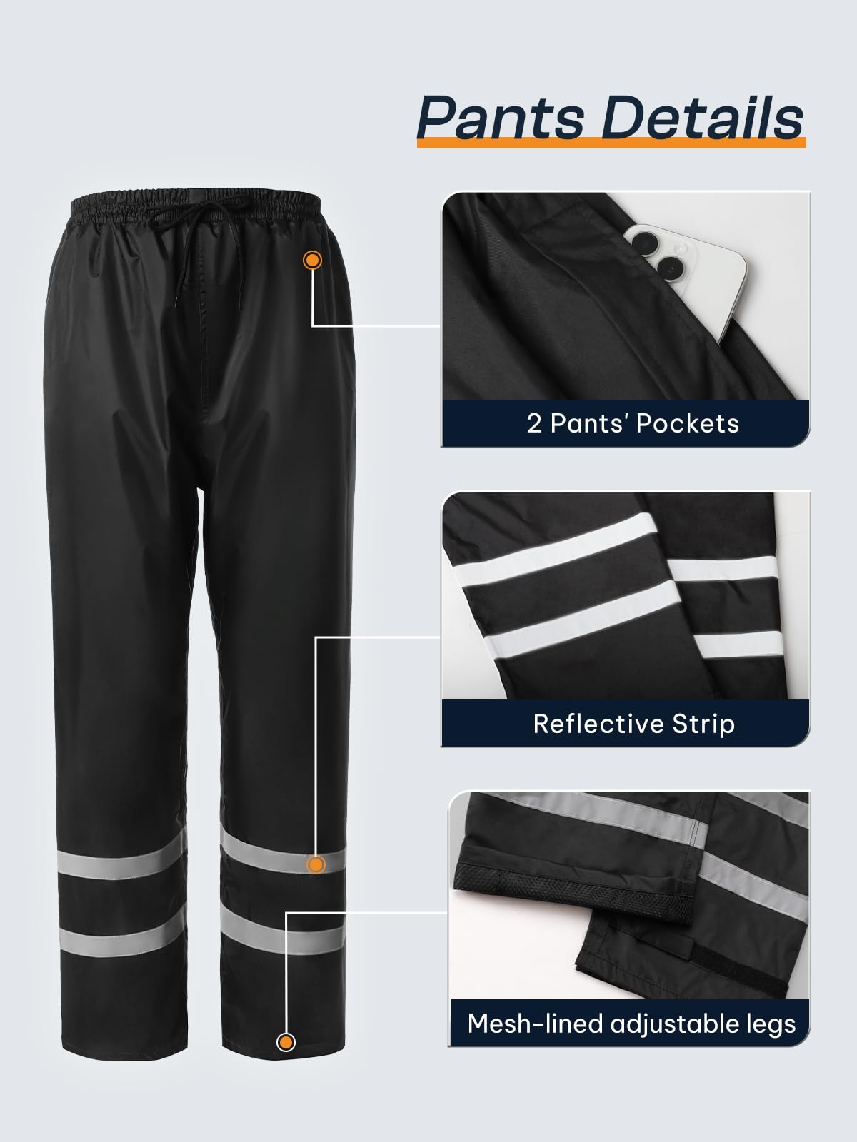 Men's High Visibility Reflective Work Rain Suit Orange XL