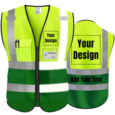 High Visibility Reflective Safety Vest Customize Logo Hi Vis Protective Workwear Outdoor Work Vest (3XL, Yellow green)