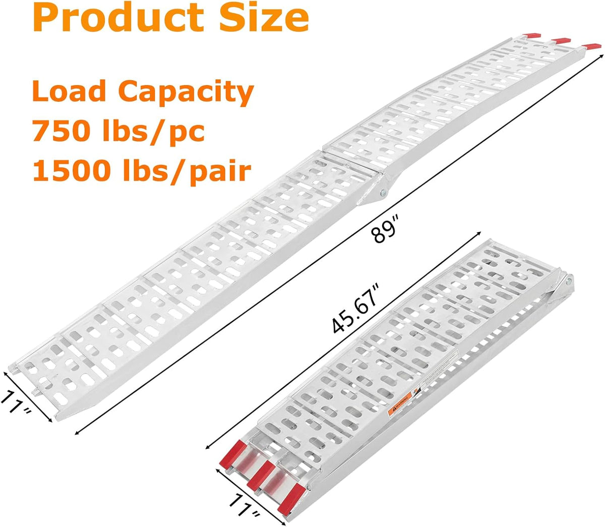 7.5 FT Aluminum Motorcycle Loading Ramps, 750 lbs Capacity,1PC