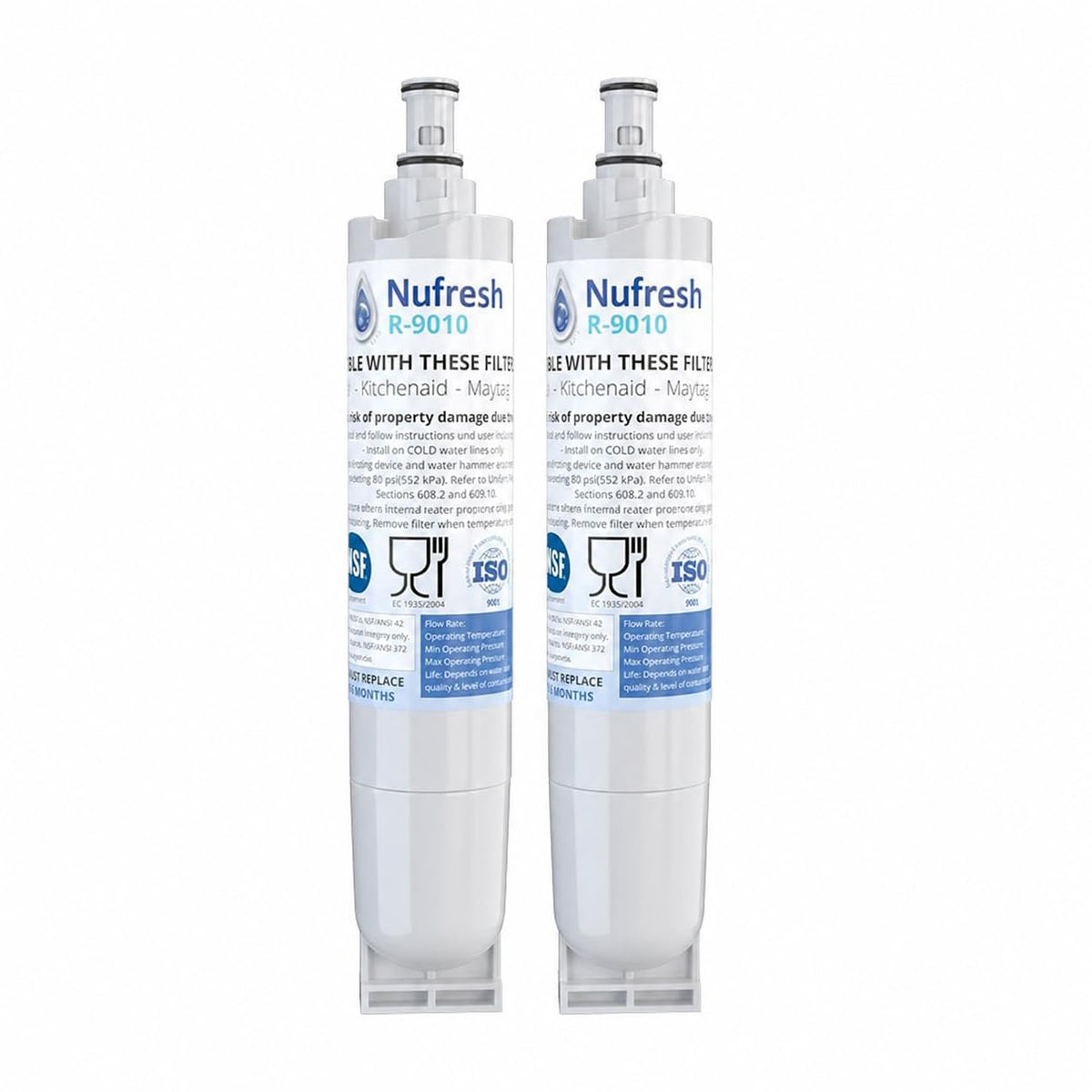 Nufresh Refrigerator Water Filter Replacement for Whirlpool 4396508, 2-Pack