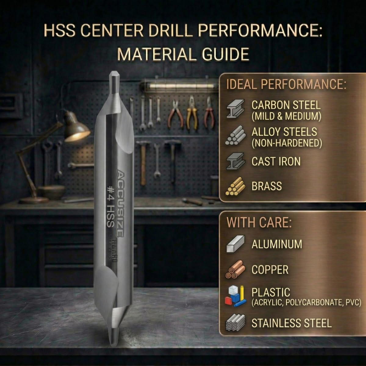 Accusize #2 HSS Center Drill, 0530-0200x10