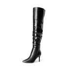 Women High Stilettos Heels Over The Knee Boots,Black-Pu,9.5