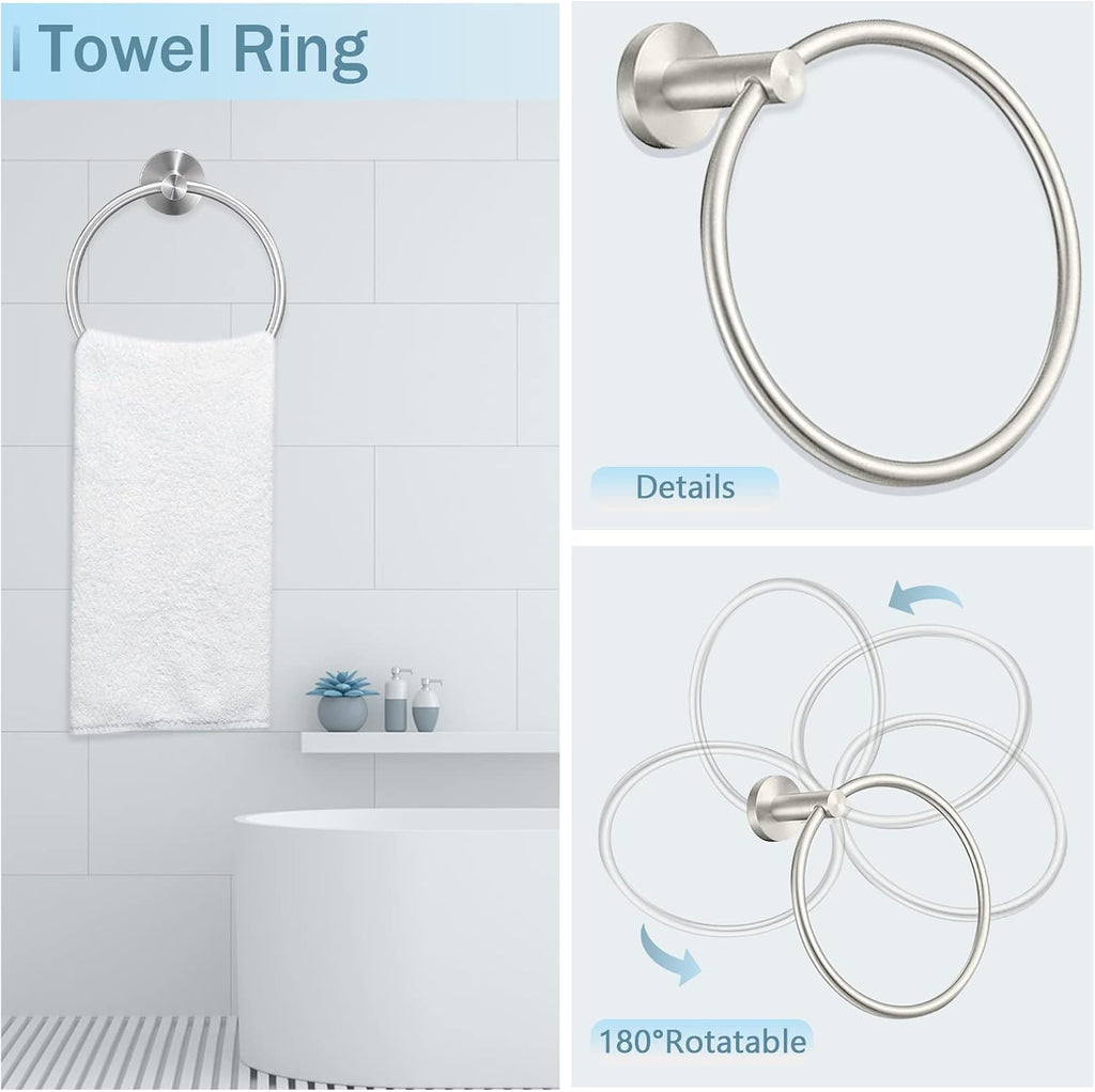 10 Piece Brushed Nickel Bathroom Hardware Set, 24" 16" Towel Bar Set | 24 & 16 inch Towel bar, Toilet Paper Holder