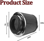3/3.5/4 Inch Clamp-On Cone Air Intake Filter Kit, Silver