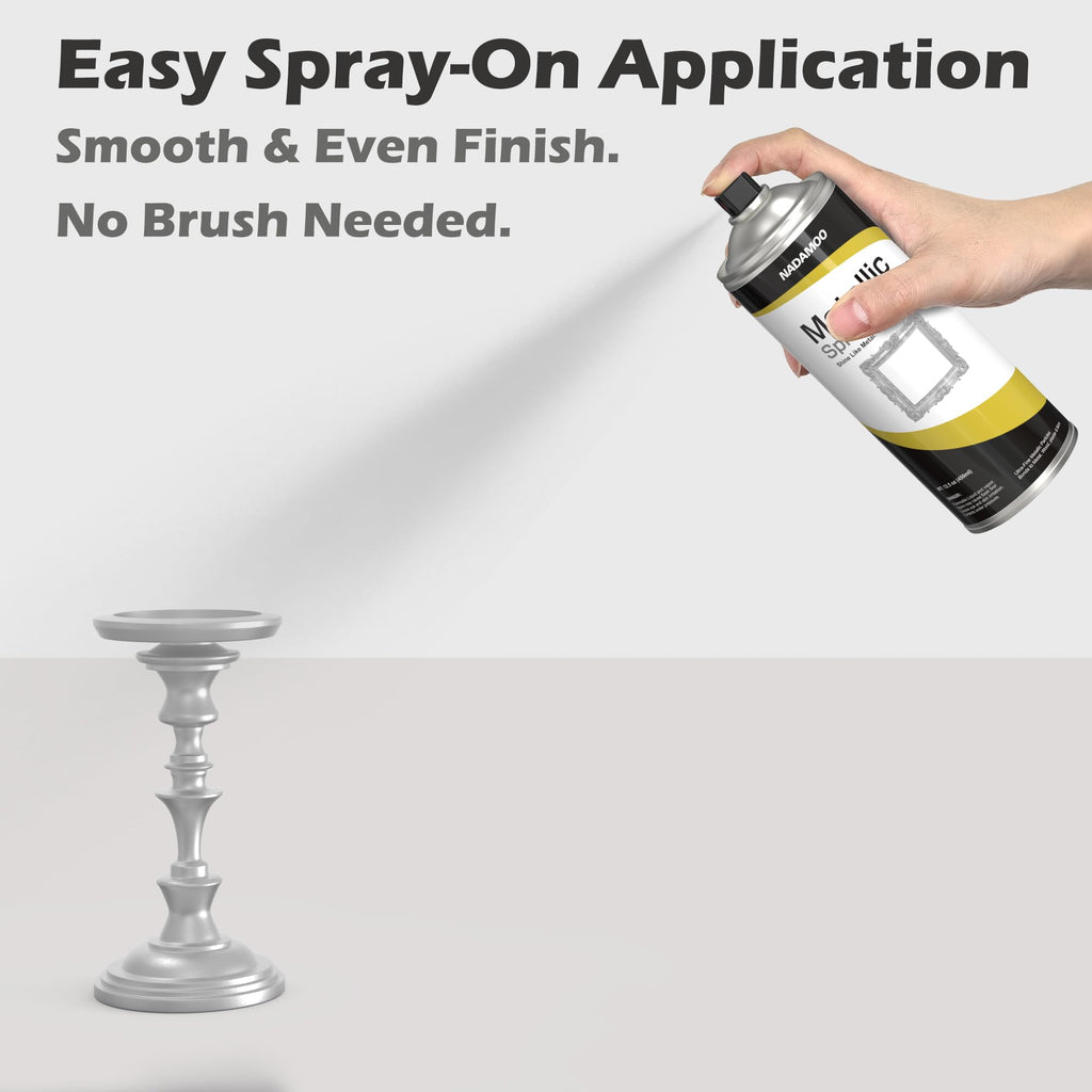 Metallic Spray Paint, Silver - Fast-Drying Finish for DIY Crafts, Models, Furnitures & Home Decor, Covers Plastic