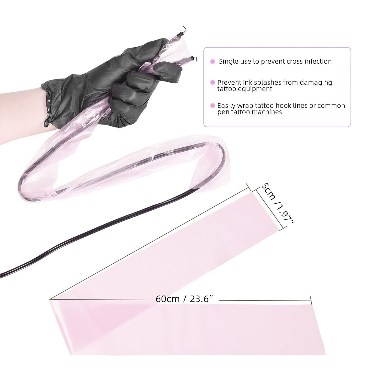 100pcs Tattoo Clip Cord Sleeves with 2pcs Self-adhesive Bandage Disposable Plastic Cover Bags Tattoo Pen Bag Tattoo
