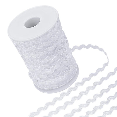 137 Yards White Rick Rack Trim for Sewing 3/8 Inch Wavy RIC Rac Ribbon Thin Rickrack Wave Bending Fringe Trim Zig Zag