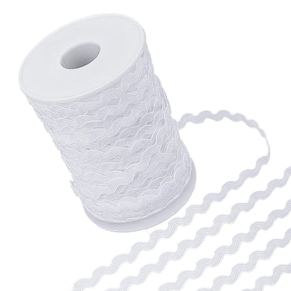 137 Yards White Rick Rack Trim for Sewing 3/8 Inch Wavy RIC Rac Ribbon Thin Rickrack Wave Bending Fringe Trim Zig Zag