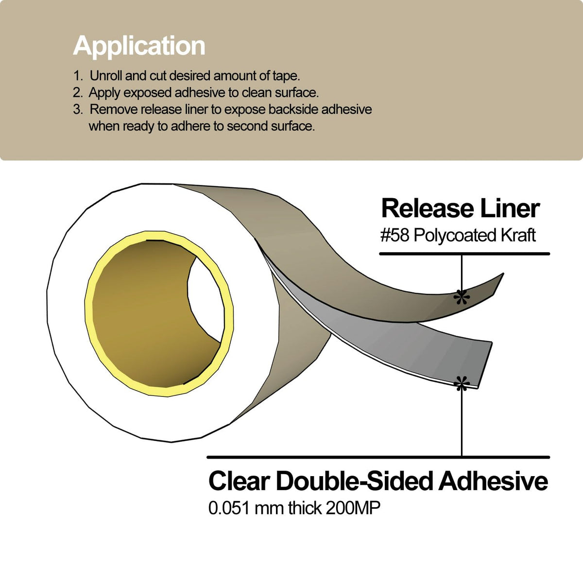 467MP Adhesive Transfer Tape Roll - Double Sided - 6 in x 15 ft