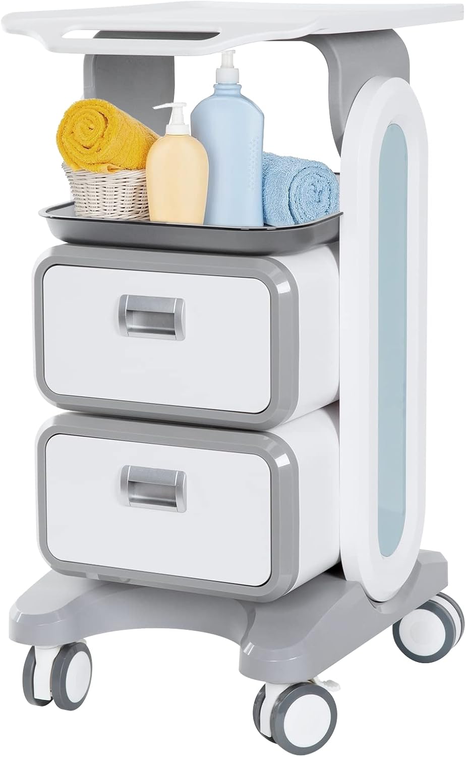 Mobile Medical Trolley Cart 3-Tier 130 Lbs Load Ultrasound Scanner Trolley | Beauty Storage Carts with Drawers