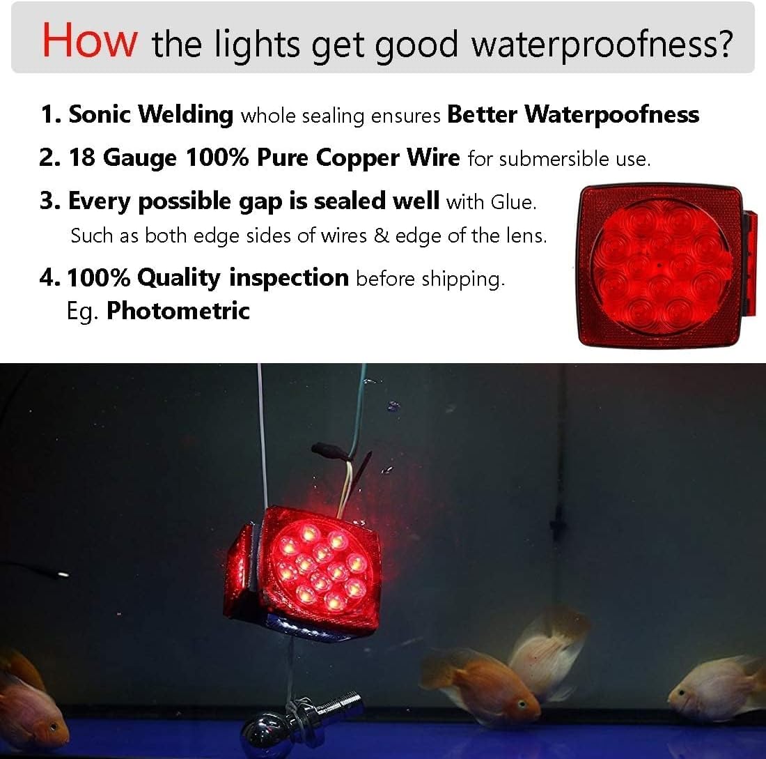 12V Submersible LED Trailer Lights & Wiring Kit