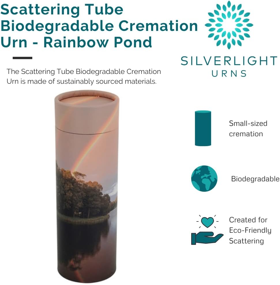 Rainbow Pond Scattering Tube - Small, Biodegradable Cremation Urn for Ashes, Small Sized Cremation Urn, 9 Inches High