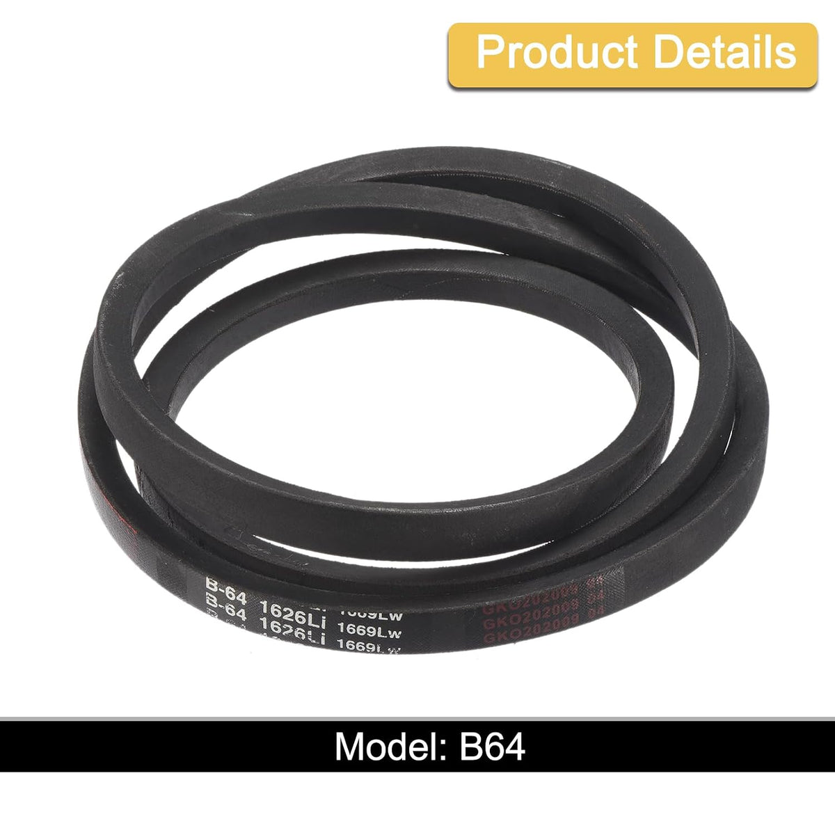 uxcell 3 Pack B64 Classic Wrapped V-Belt, 67" Outside Circumference, Black Industrial Rubber V-Belt