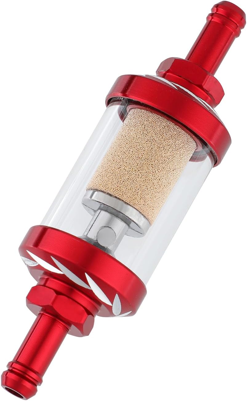 5/16 Inline Fuel Filter, Reusable Aluminum Filter with Clear Glass