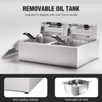 20.7Qt Deep Fryer, 3400W Electric Countertop Fryer with 2 x 6.35 QT Basket