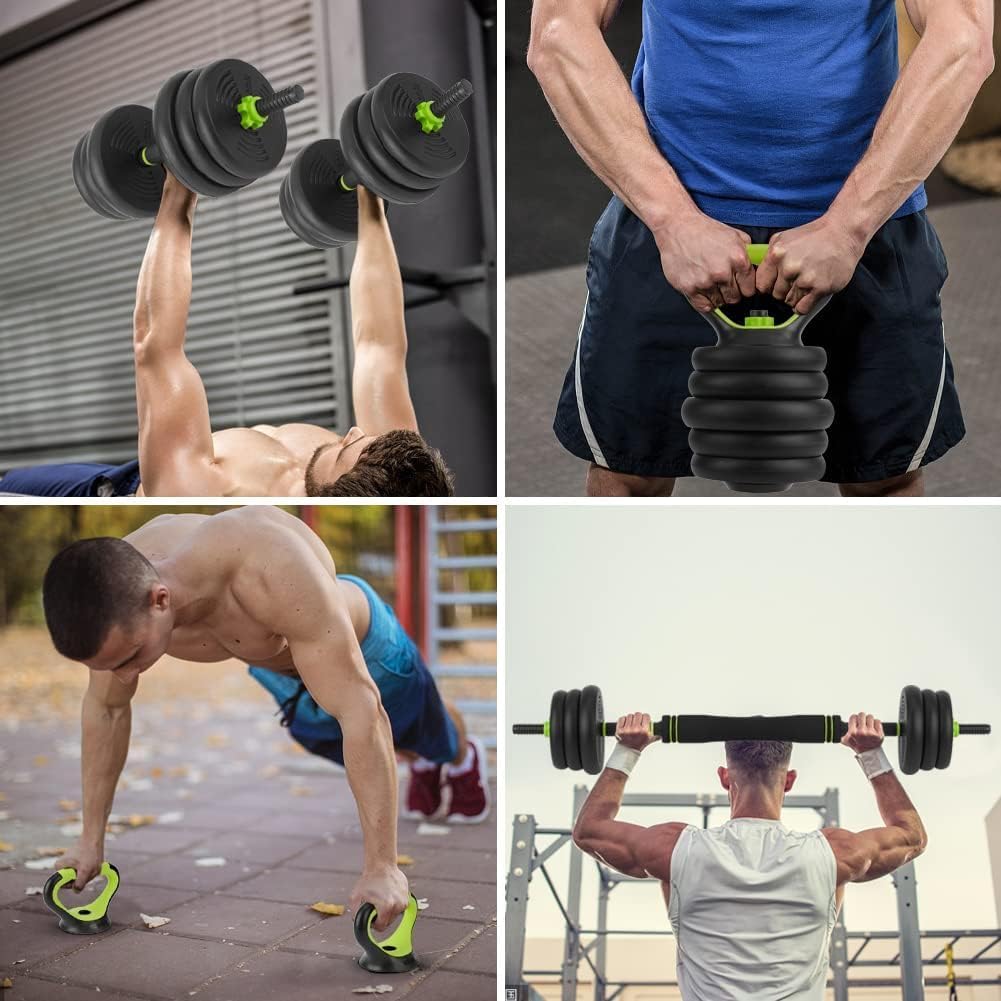 4-in-1 Adjustable Dumbbell Set, 30/44/66/88 Lbs Free Weights Set with Connector, Fitness Exercise Equipment Used As