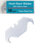 Hook Blade 10 Pack - Utility Knife Hooked Razor Blades in Storage Box - Heavy Duty SK5 Replacement Refills for