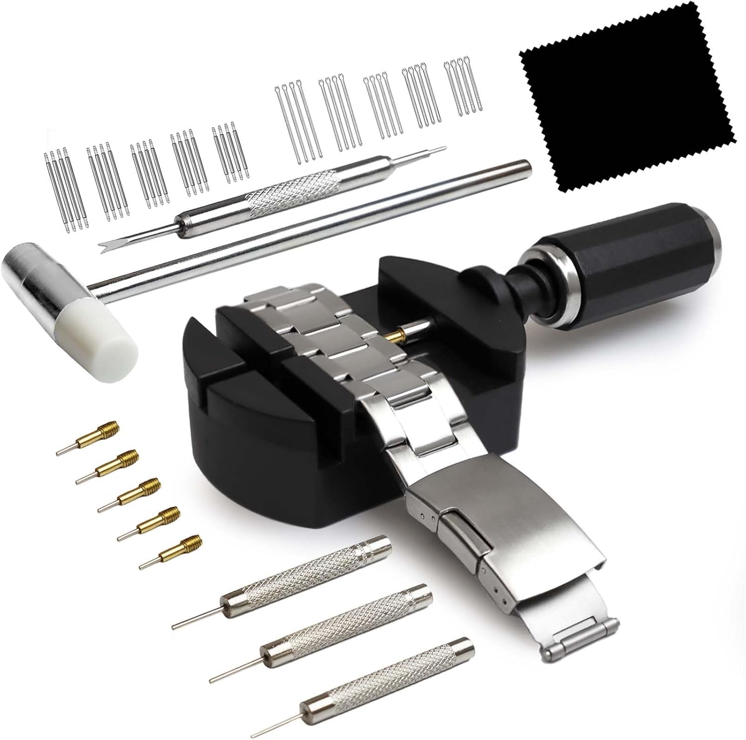 Watch Link Removal Kit, Watch Band Sizing Tool for Watch Strap Adjustment, Watch Pins Replacement, Watch Hammer