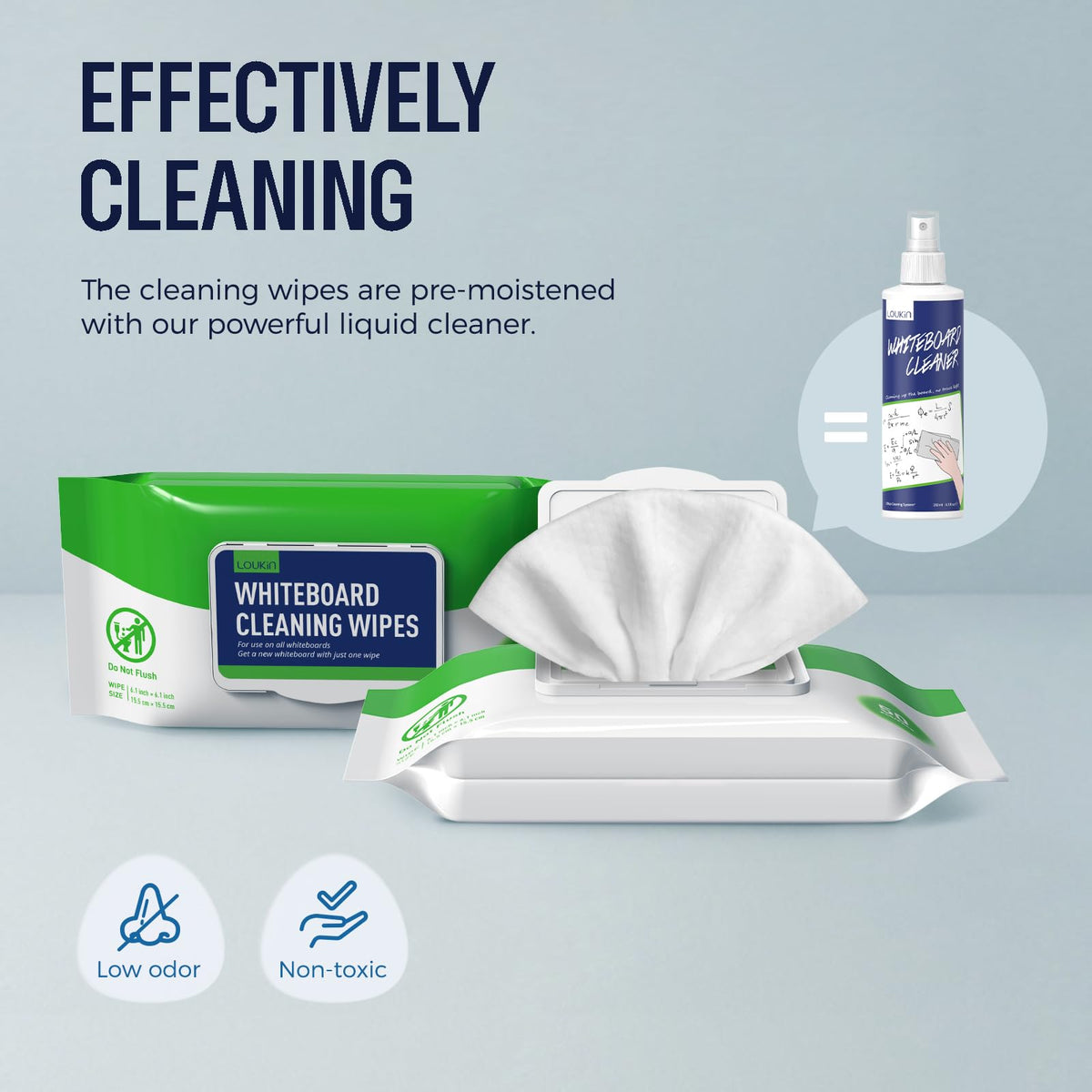 Dry Erase Wipes, Whiteboard Cleaning Wipes, 50 Count