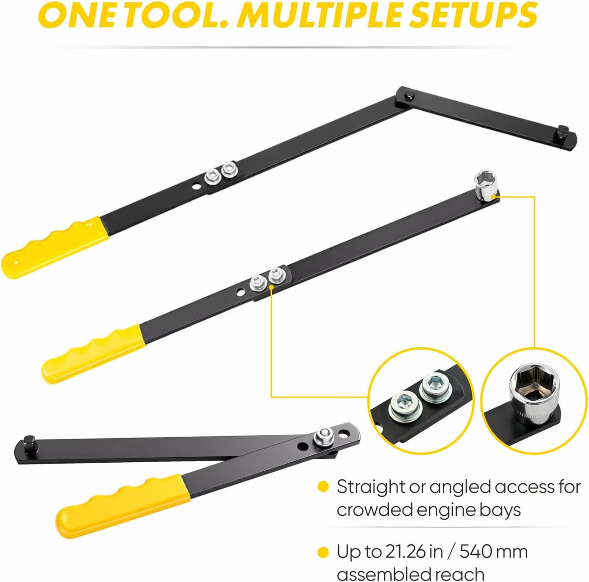 11-Piece Serpentine Belt Tensioner Tool Kit with Ratchet Wrench