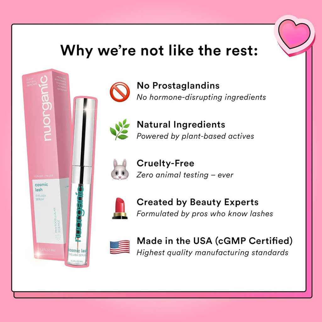 Eyelash Growth Serum, Prostaglandin-Free Lash Serum for Longer Lashes | Swiss Apple Stem Cells, Vegan, Hormone-Free